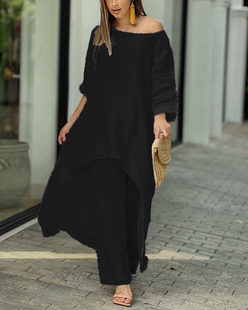 Women's Linen Tailored Two-Piece Set - Effortless Warm-Weather Style
