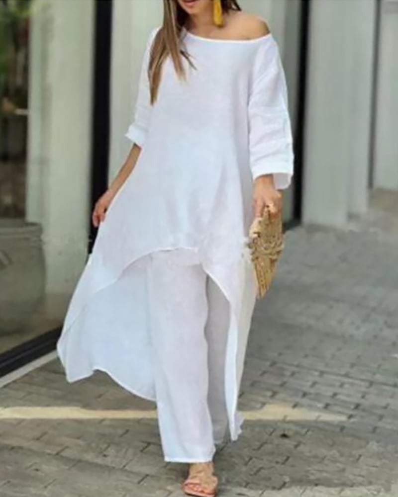 Women's Linen Tailored Two-Piece Set - Effortless Warm-Weather Style