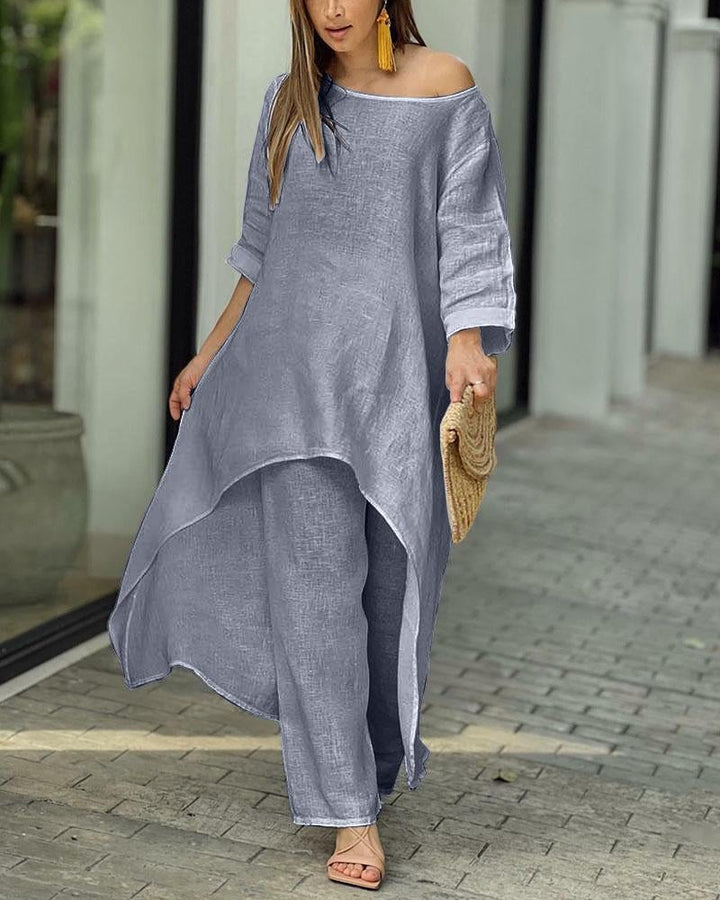 Women's Linen Tailored Two-Piece Set - Effortless Warm-Weather Style
