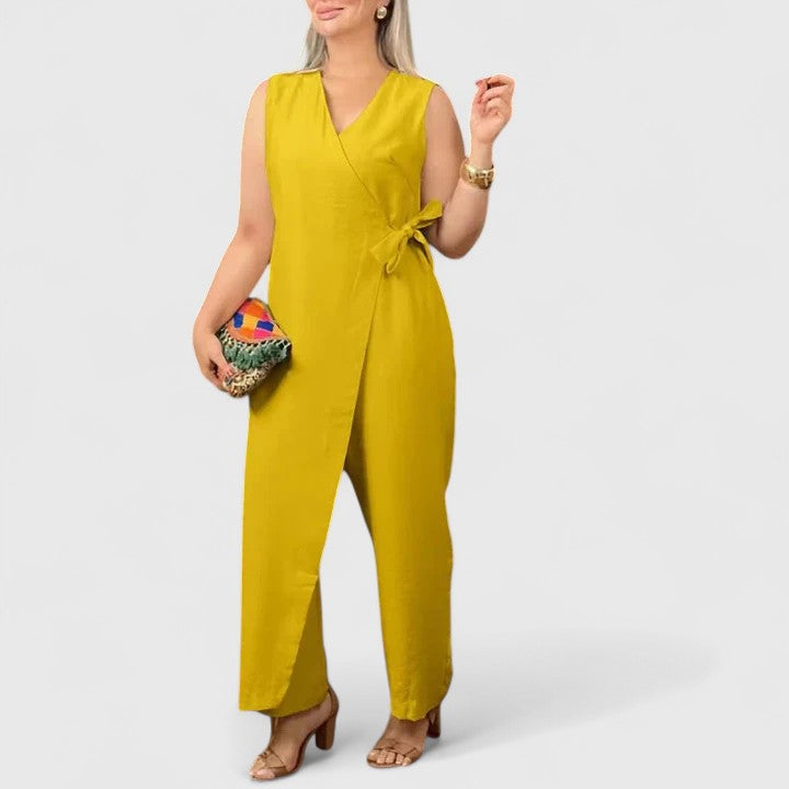 Women's Wrap Charm Jumpsuit - Flattering & Versatile