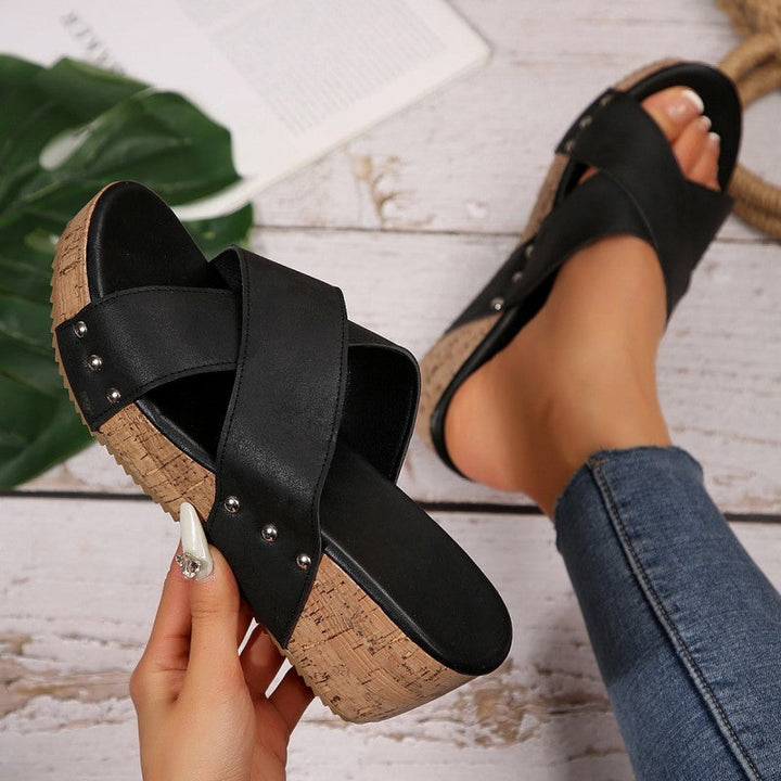 Women's Boho Cork Wedge Sandals - Effortless All-Day Comfort