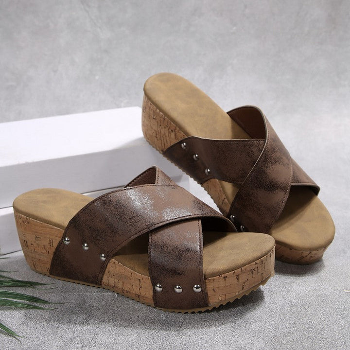 Women's Boho Cork Wedge Sandals - Effortless All-Day Comfort