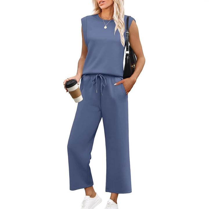 Women's Sleeveless Top & Wide Pants Set - Breezy Summer Style