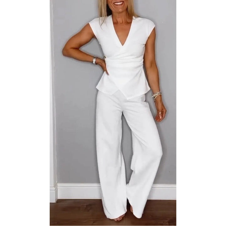 Women's Two-Piece Set - Elegant Wrap-Style Set for Day to Night