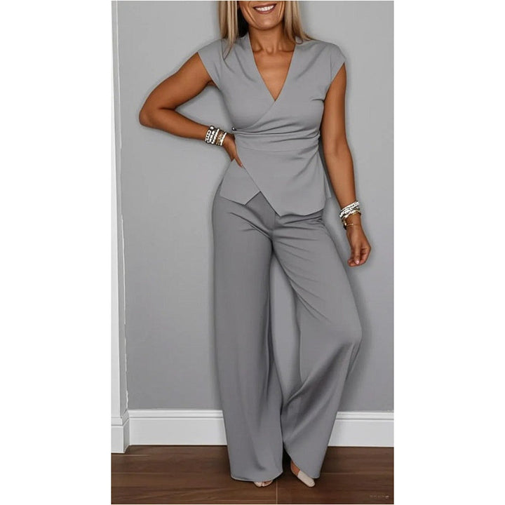 Women's Two-Piece Set - Elegant Wrap-Style Set for Day to Night