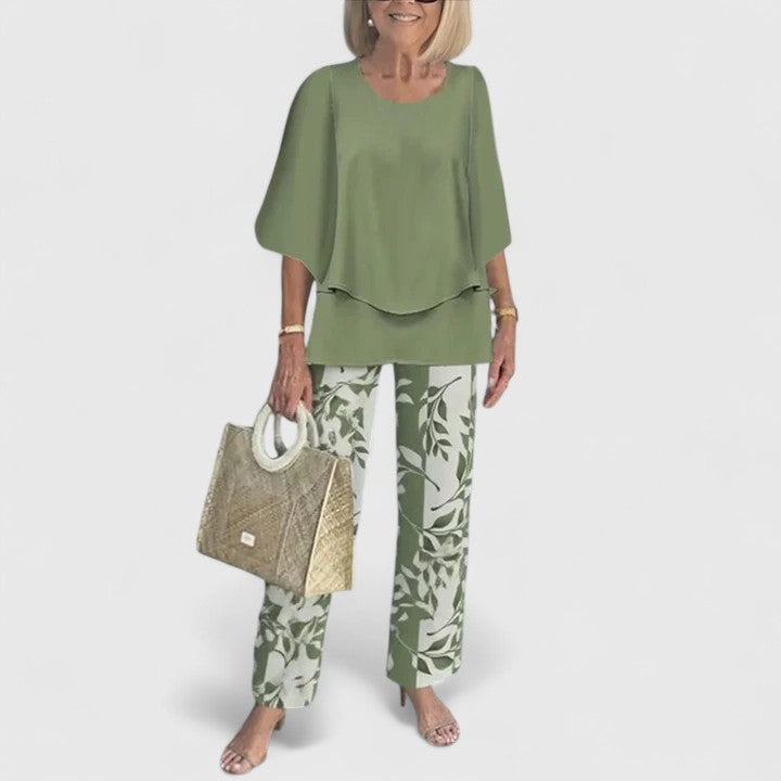 Women's Patterned Two-Piece Set - Elegant & Effortless