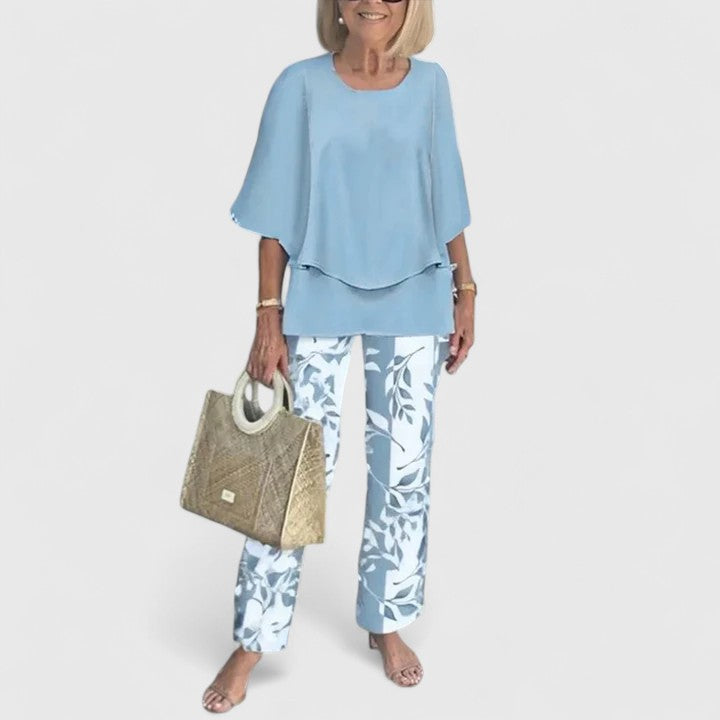 Women's Patterned Two-Piece Set - Elegant & Effortless