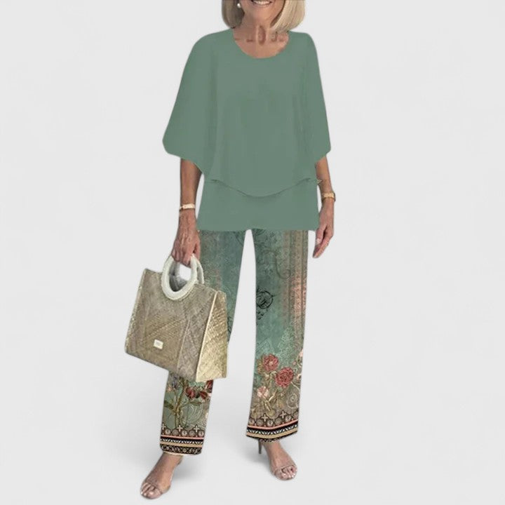 Women's Patterned Two-Piece Set - Elegant & Effortless