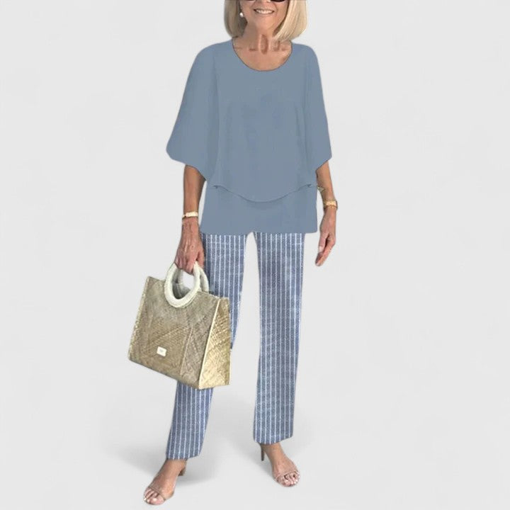 Women's Patterned Two-Piece Set - Elegant & Effortless