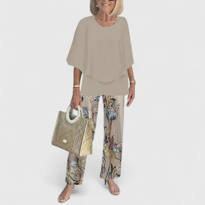 Women's Patterned Two-Piece Set - Elegant & Effortless