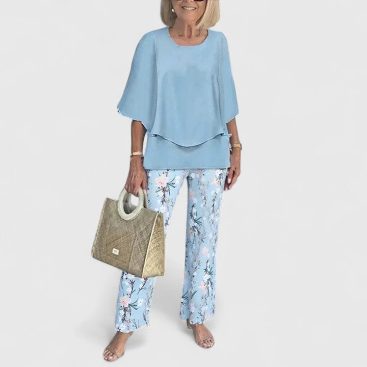 Women's Patterned Two-Piece Set - Elegant & Effortless