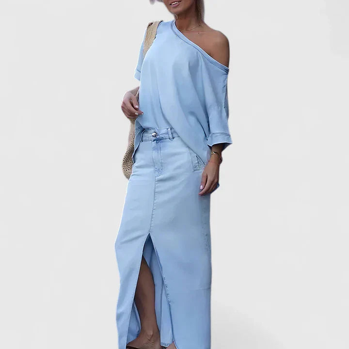 Women's Elegant Maxi Skirt Set - Versatile Two-Piece