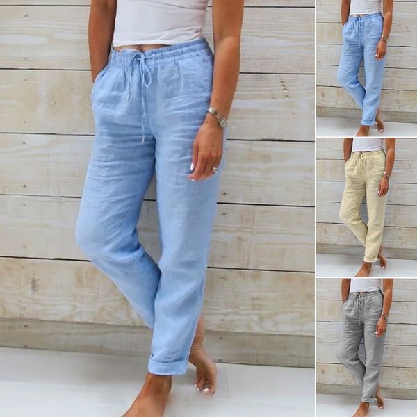 Women's Cotton Linen Solid Wide Leg Pants - Everyday Comfort