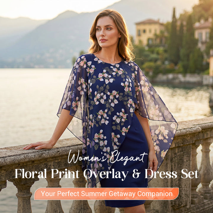 Women's Floral Overlay Dress Set – Sheer Two-Piece Slip Dress