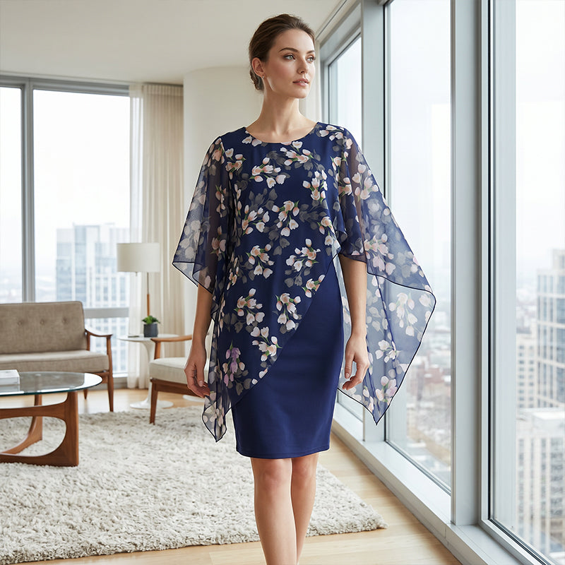 Women's Floral Overlay Dress Set – Sheer Two-Piece Slip Dress