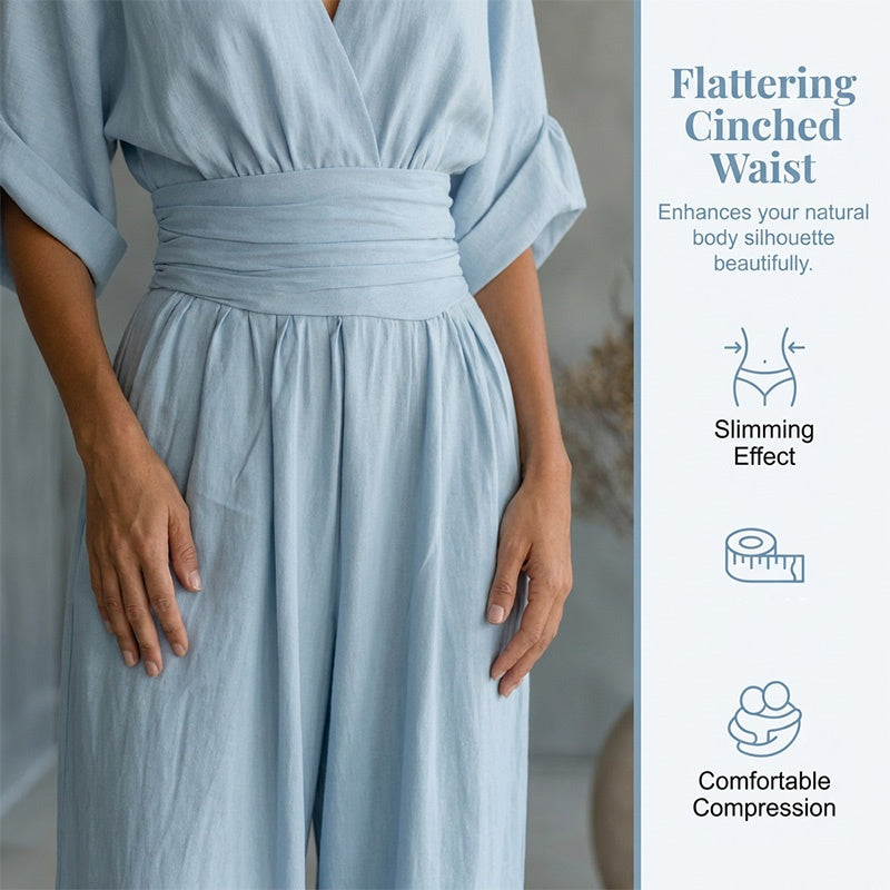 Women's V-Neck High-Waist Wide-Leg Jumpsuit
