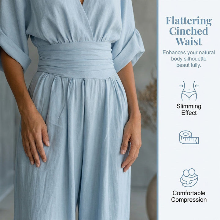 Women's V-Neck High-Waist Wide-Leg Jumpsuit