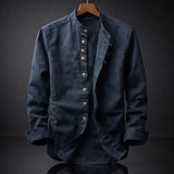 Men's Organic Cotton Shirt – Stand Collar Smart Casual
