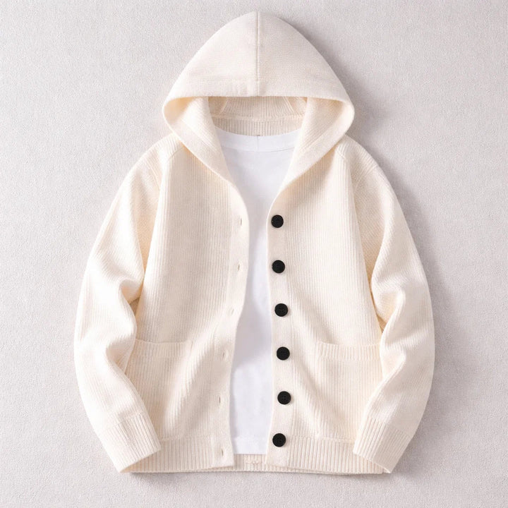 Men's Wool-Blend Hooded Cardigan – Knit Layering Jacket