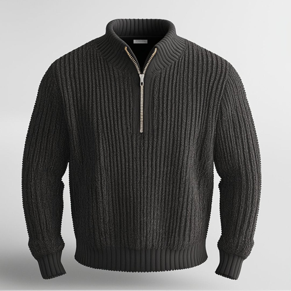 Men's Cotton-Blend Quarter-Zip Jumper – Thick Knit Highland Sweater