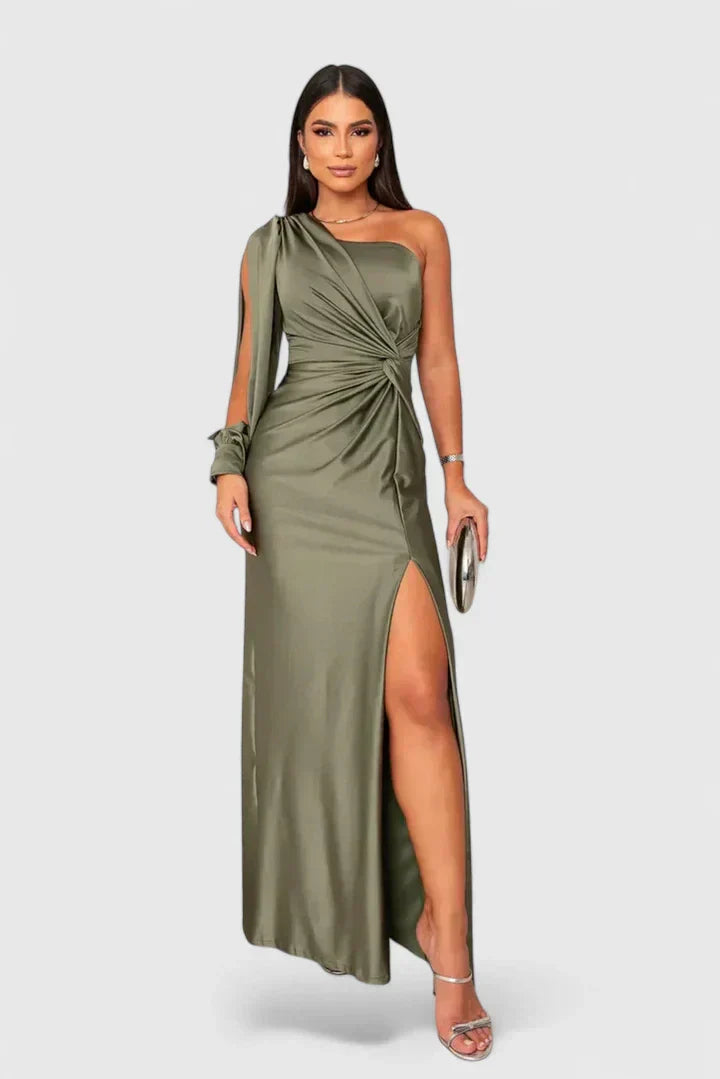 Women's One-Shoulder Maxi Dress - Elegant Party Styling