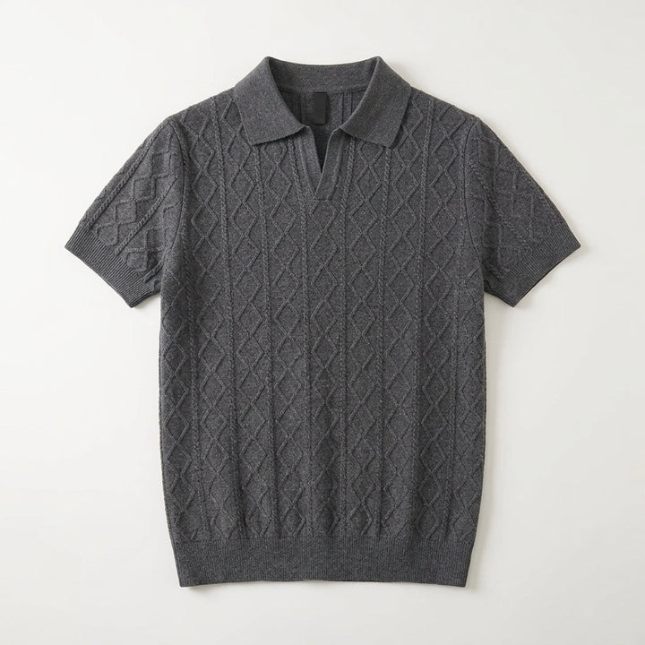 Men's Textured Knit Polo Shirt – Smart-Casual Short Sleeve – view 2