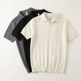 Men's Textured Knit Polo Shirt – Smart-Casual Short Sleeve