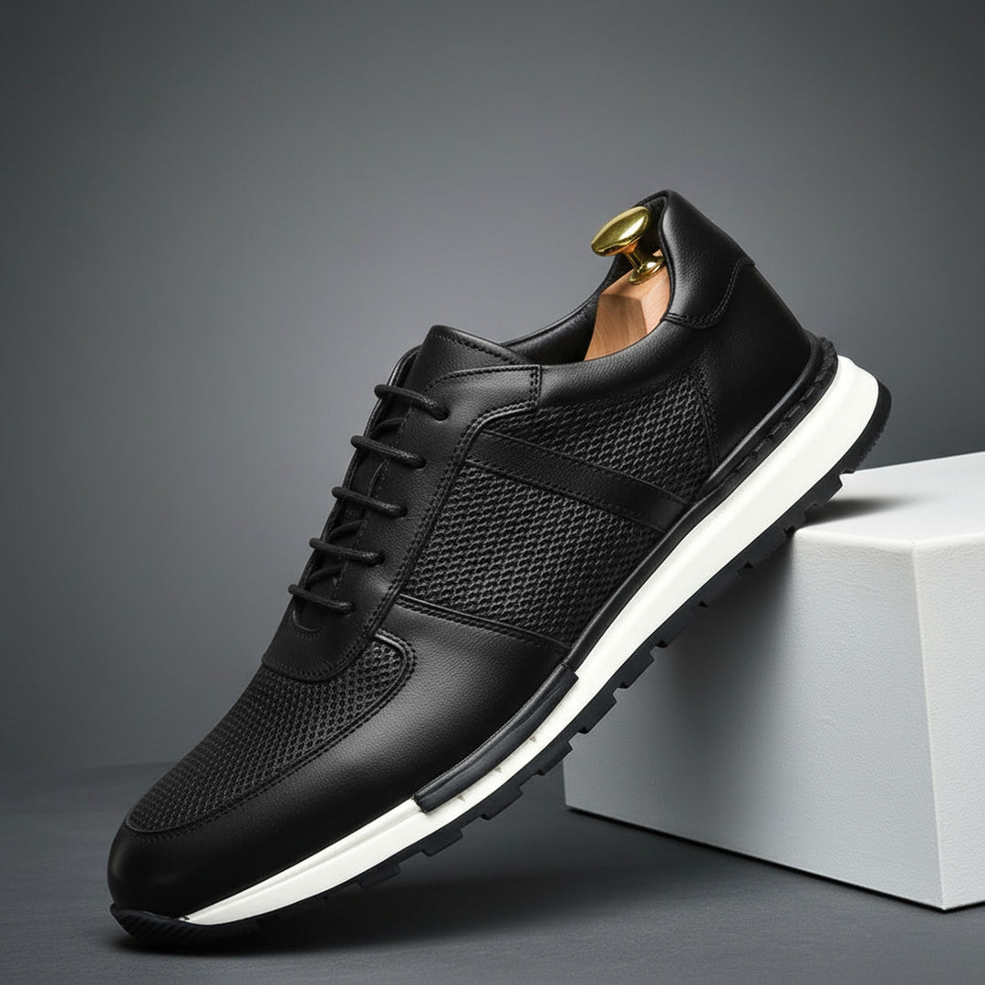 Men's Woven Leather Sneakers – Hand-Burnished Smart-Casual Trainers – view 2