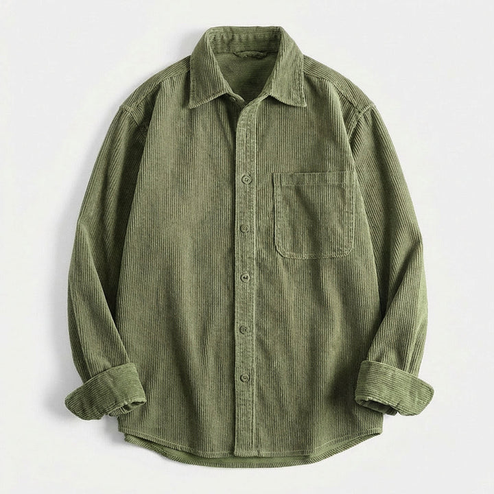 Men's Corduroy Overshirt – Soft Cotton Cord Shacket for Layering – Sage