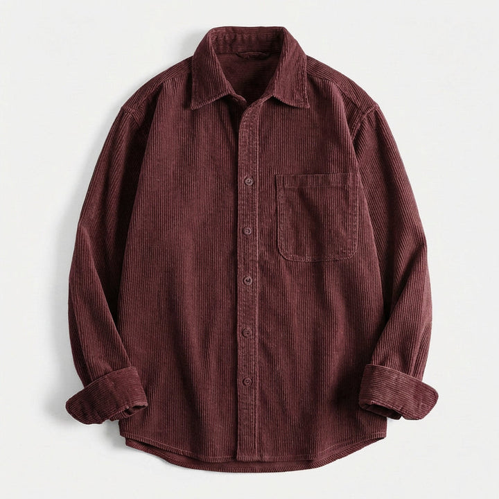 Men's Corduroy Overshirt – Soft Cotton Cord Shacket for Layering – Cabernet