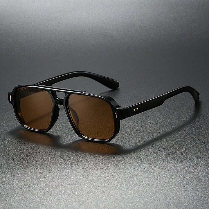 Men's Aviator Sunglasses – UV400 Double-Bridge Frames – Shadow Amber