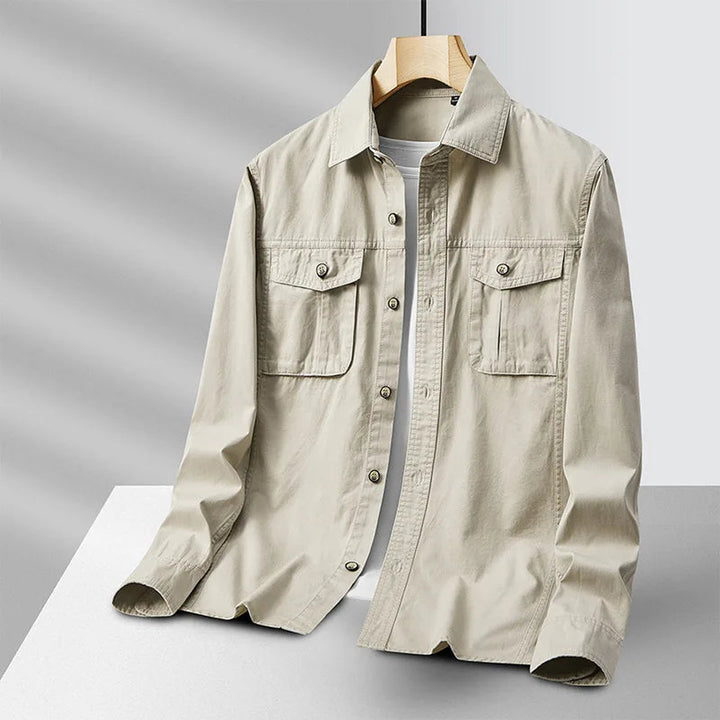 Men's Cotton Military Overshirt – Utility Field Shacket – view 3