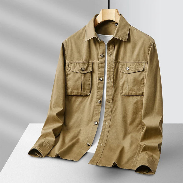 Men's Cotton Military Overshirt – Utility Field Shacket – view 4
