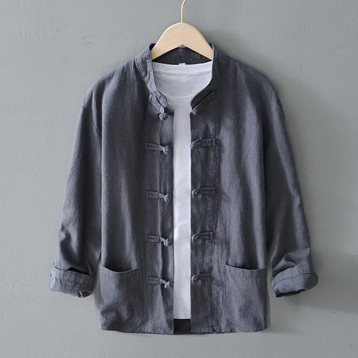 Men's Linen Mandarin Collar Shirt – Cotton-Linen Summer Shirt – view 2