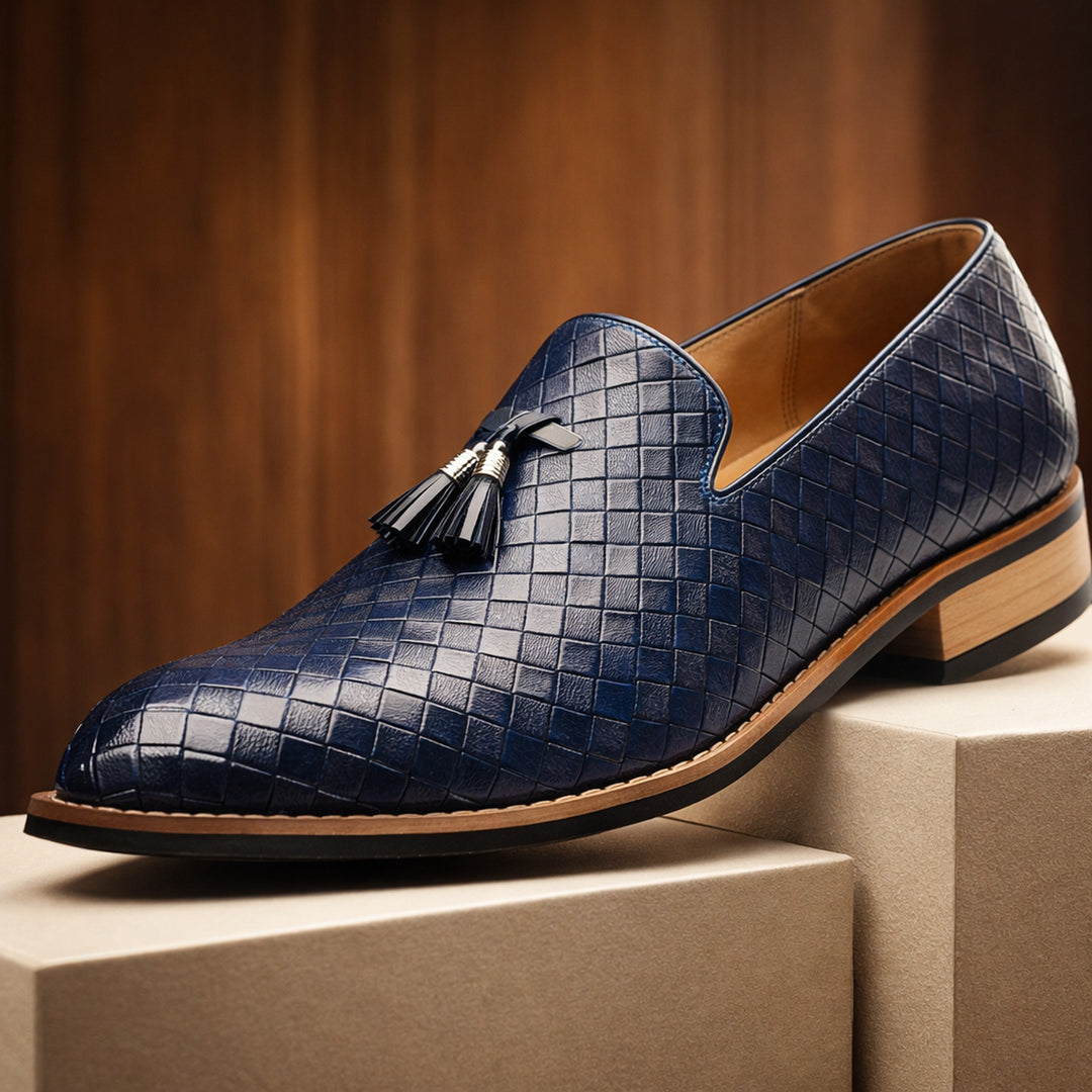 Men's Woven Leather Tassel Loafers – Smart Slip-On Shoes – view 3