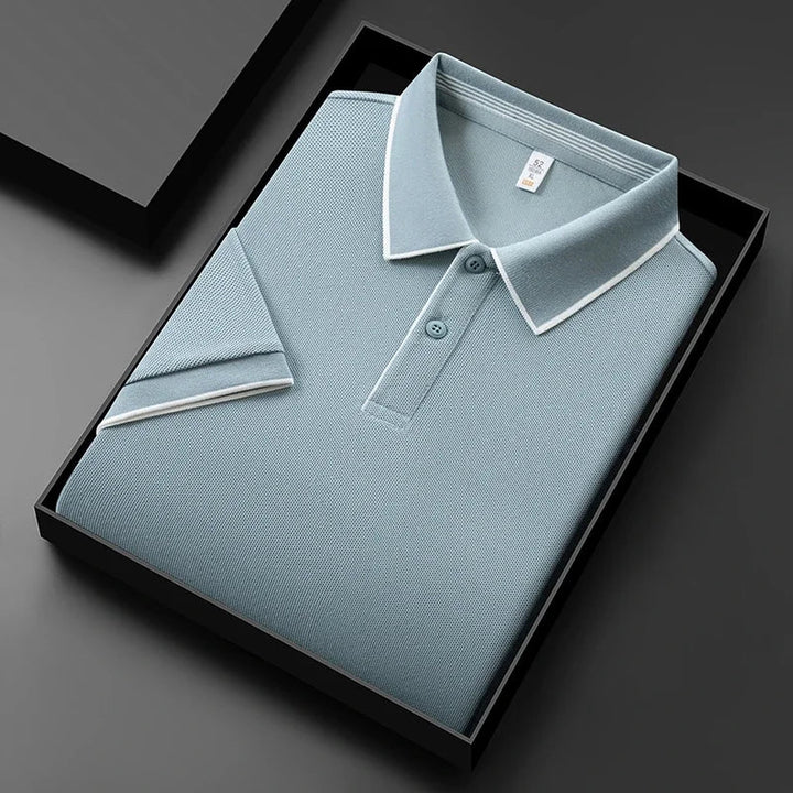 Men's Textured Knit Polo Shirt – Breathable Stretch Performance Polo – view 6
