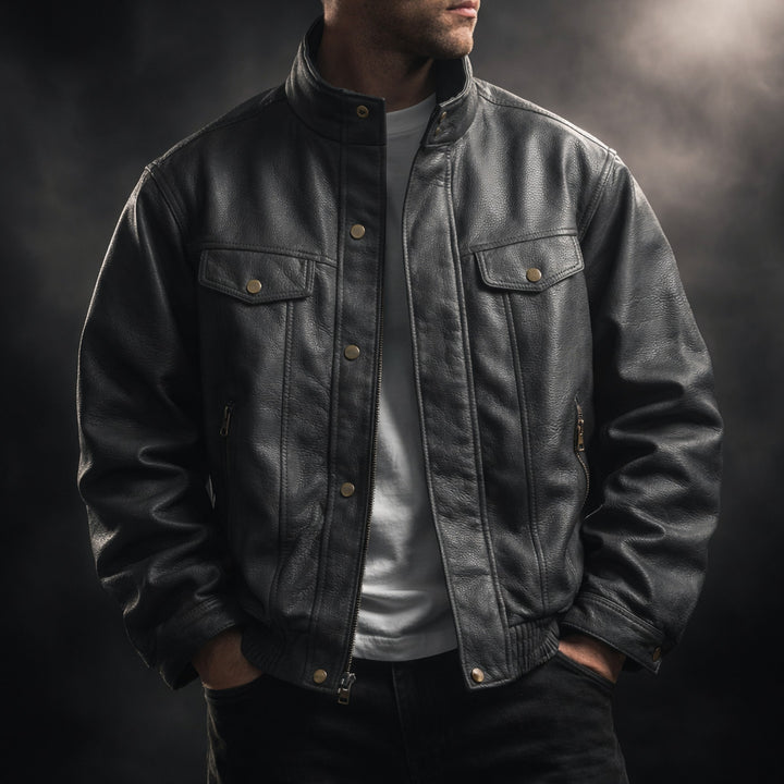 Men's Textured Leather Heritage Jacket – Vintage Layering Jacket – view 5
