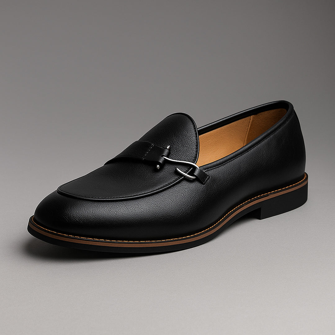 Men's Grain Leather Buckle Loafers – Smart Slip-On Monk Shoes – view 3