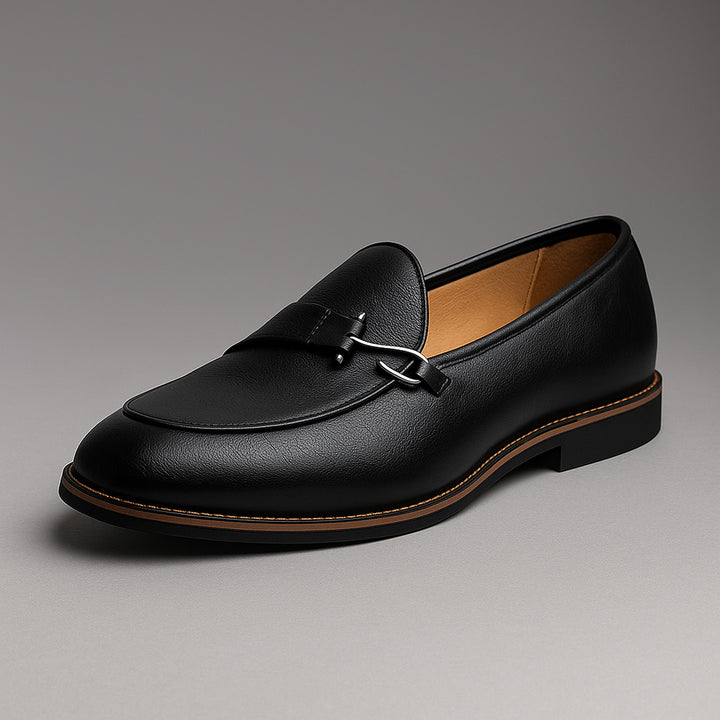 Men's Grain Leather Buckle Loafers – Smart Slip-On Monk Shoes – view 3
