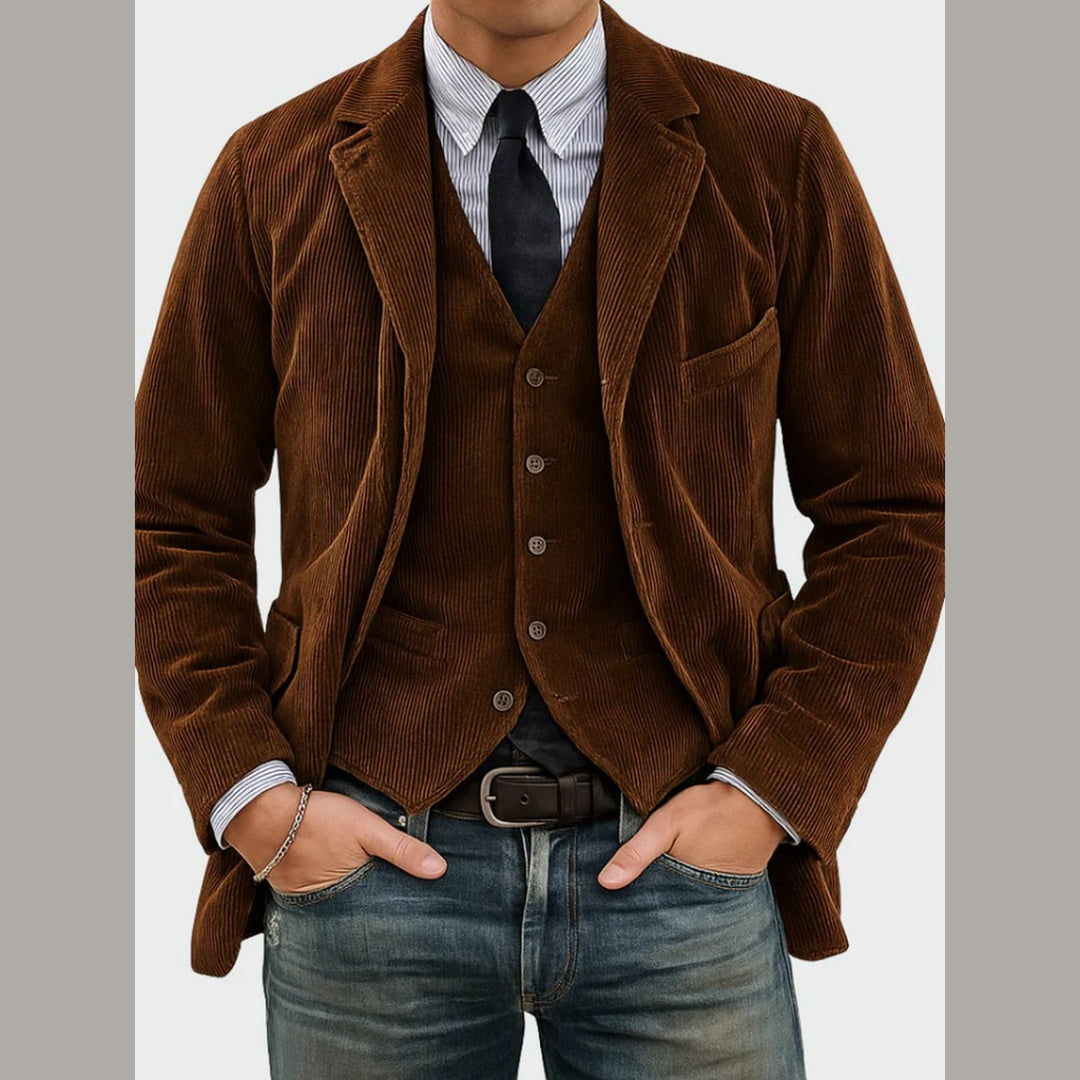 Men's Corduroy Blazer & Waistcoat Set – Two-Piece Tailored Co-ord – view 2