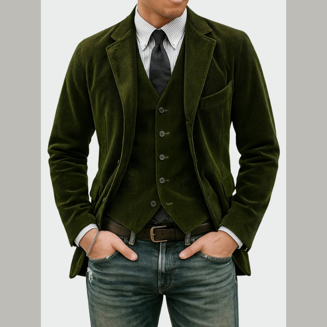 Men's Corduroy Blazer & Waistcoat Set – Two-Piece Tailored Co-ord – view 3