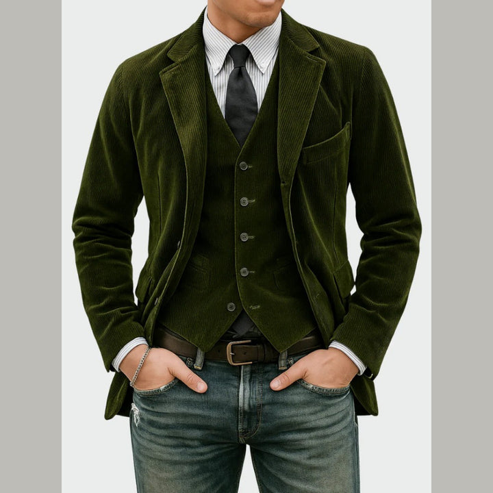 Men's Corduroy Blazer & Waistcoat Set – Two-Piece Tailored Co-ord – view 3
