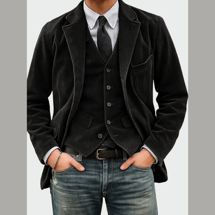 Men's Corduroy Blazer & Waistcoat Set – Two-Piece Tailored Co-ord – view 4