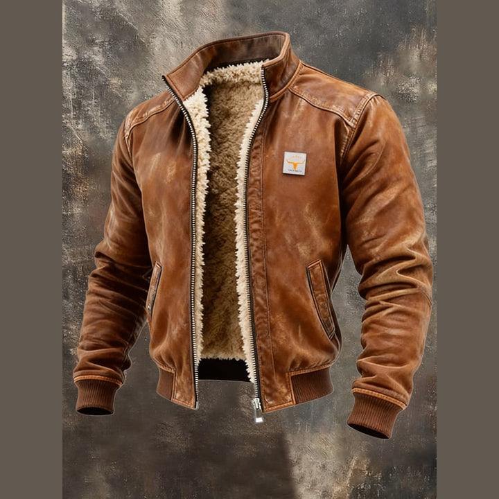 Men's Sherpa-Lined Bomber Jacket – Warm Leather-Effect Winter Coat – view 2