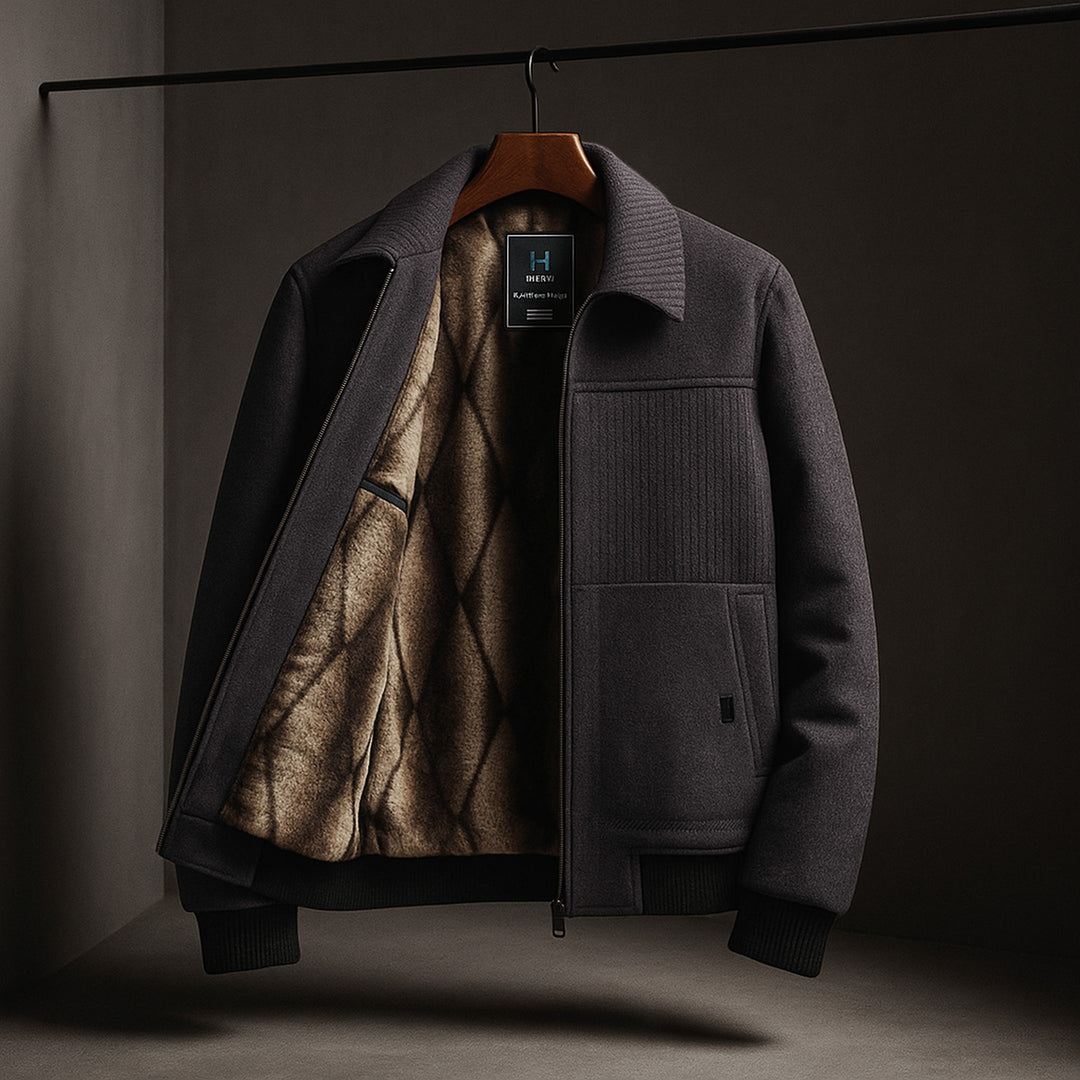 Men's Fleece-Lined Jacket – Warm Casual Outdoor Layer – Grey