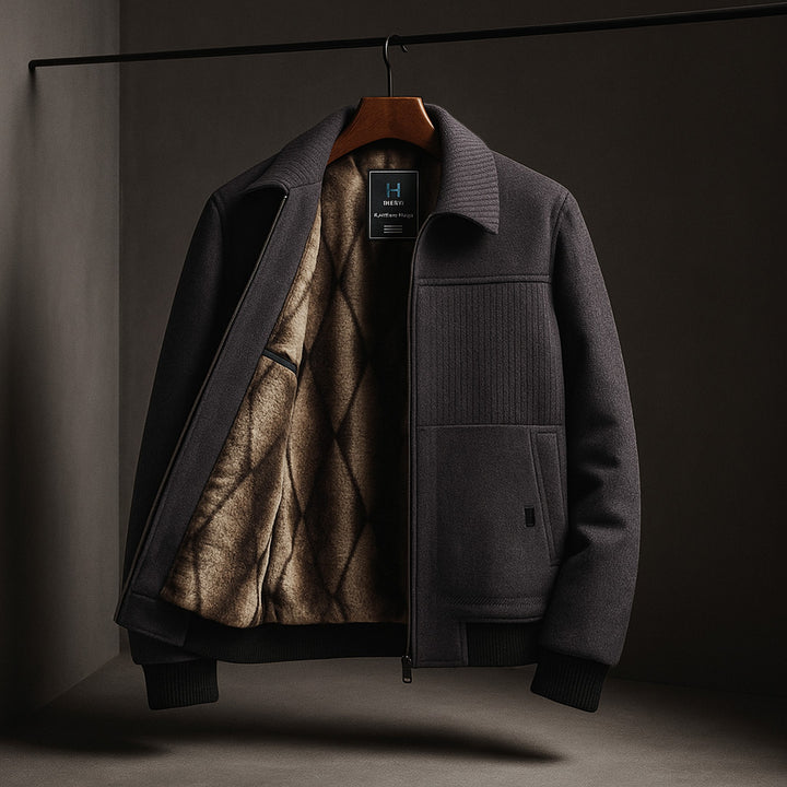 Men's Fleece-Lined Jacket – Warm Casual Outdoor Layer – Grey