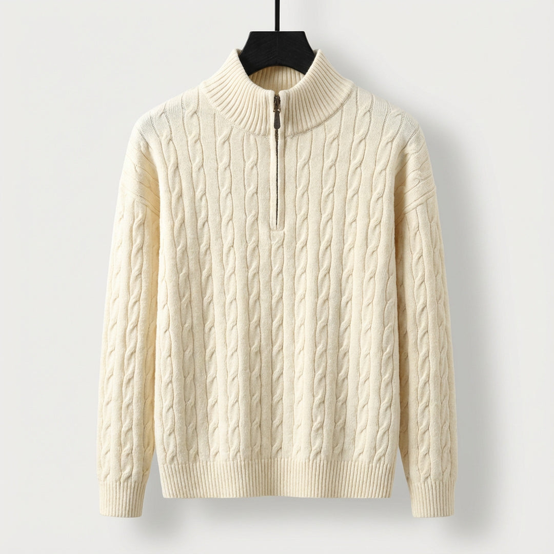 Men's Cable-Knit Half-Zip Jumper – Stand-Collar Sweater – view 3