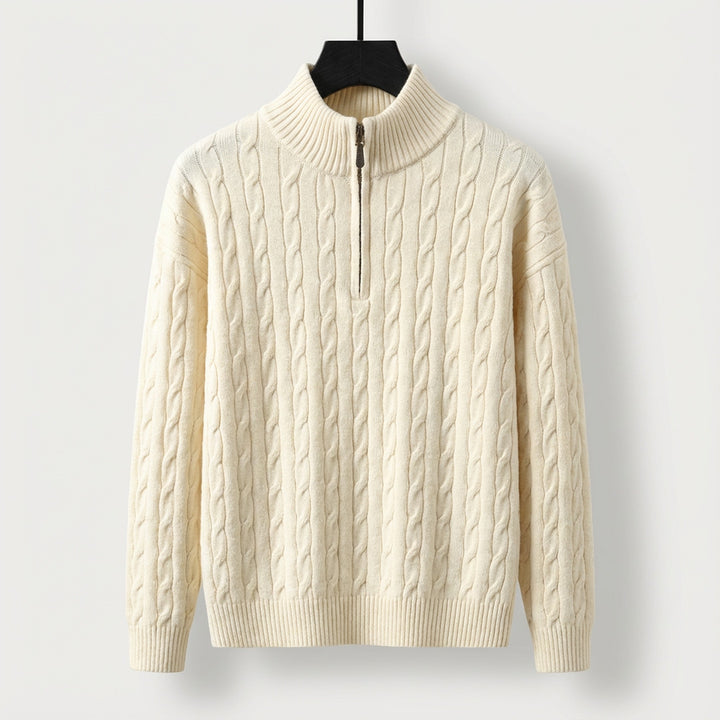 Men's Cable-Knit Half-Zip Jumper – Stand-Collar Sweater – view 3
