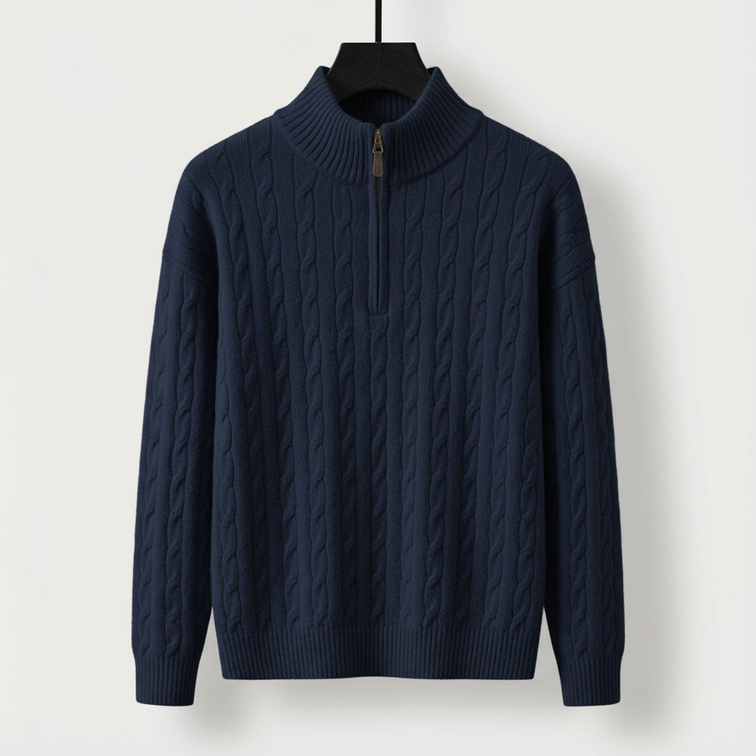 Men's Cable-Knit Half-Zip Jumper – Stand-Collar Sweater – view 5