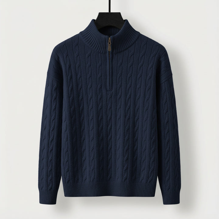 Men's Cable-Knit Half-Zip Jumper – Stand-Collar Sweater – view 5